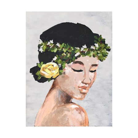 Lærredskunst med forårsdame – 60x80 cm, flerfarvet