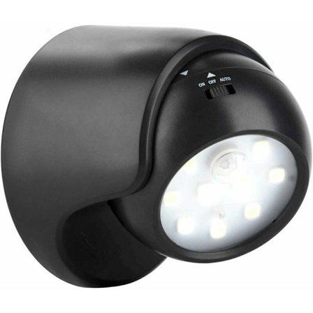 Utomhusvägglampa med Rörelsesensor 1000 Lumen LED Utomhusbelysning Batteridriven 360 Graders Rotation Tiltbar