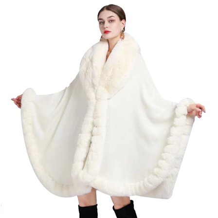 Dam finstickad fuskpäls Cape Cardigan tröja