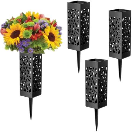 4-delt gravvase, gravstein blomsterholder, kirkegård