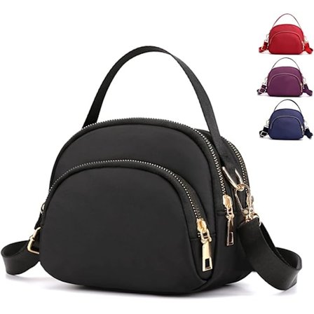 Cross Body Phone Bag til kvinder, kvinder piger lynlås Cross Body Phone Bags, nylon pung skuldertaske, 3 lag lynlås mobiltelefon pung med justerbar 