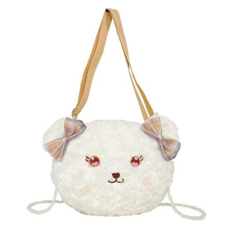 Lolita Crossbody-väskor för kvinnor, fluffiga axelväskor, mjuka flickväskor, Kawaii-koppling, japansk vintagekedja, anime-ficka, tygband, gul