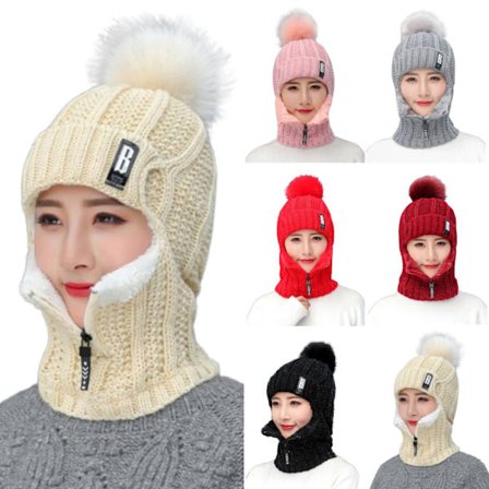 Dam Ull Stickad Mössa Vindtät Vinter Outdoor Ski Stickad Scarf - på lager