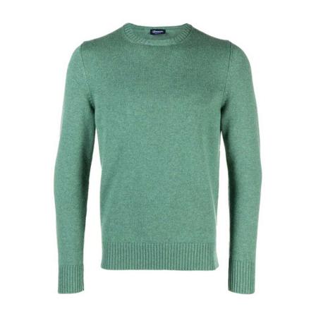 Drumohr Round-neck Strik Grøn, Herre Strik, Størrelse: S