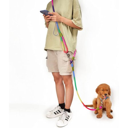 Handsfree-koiran talutushihna, 2,2 metriä pitkä, handsfree-kävelytalutushihna, jossa on kaksoiskahva, vetämistä estävä köysi keskikokoisille ja 