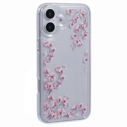 TPU-etui med blomsterprint og luftdæmpningsdesign til iPhone 16 Plus