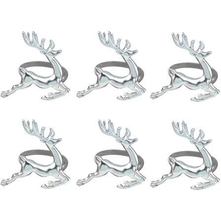 6 kpl Jouluporo Serviettirenkaat Hirvi Peura Serviettirenkaat Hopea