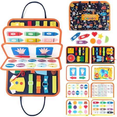 Montessori Busy Board 8 Temaer, Lærende Rejselegetøj 2-4 År, Sensorisk Aktivitetsbræt