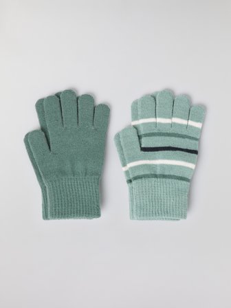 Polarn O. Pyret - Knitted gloves, 2-pack - 4|6 - Childrenswear - grey