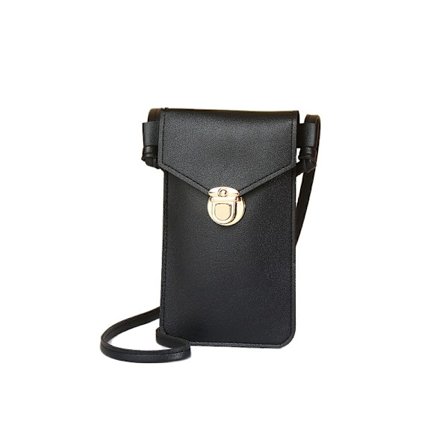 PU-nahkainen puhelinlaukku kosketusnäytöllisellä ikkunalla Black