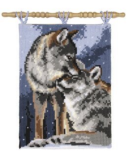 Broderipakke Veggteppe Kjærlige ulver - Vervaco