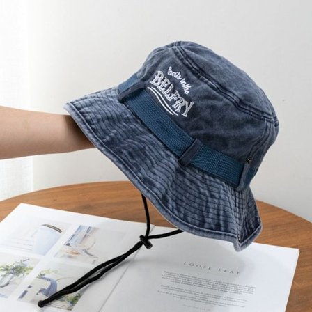 Bomull Bucket Hats Dam Sommar Hatt MARINE