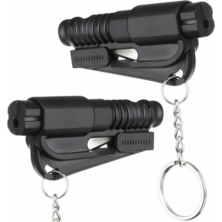 2 stk nøkkelring redningsverktøy, bilvindu knuser nødsituasjon hammer sikkerhetshammer beltekutter enkel og rask å bruke