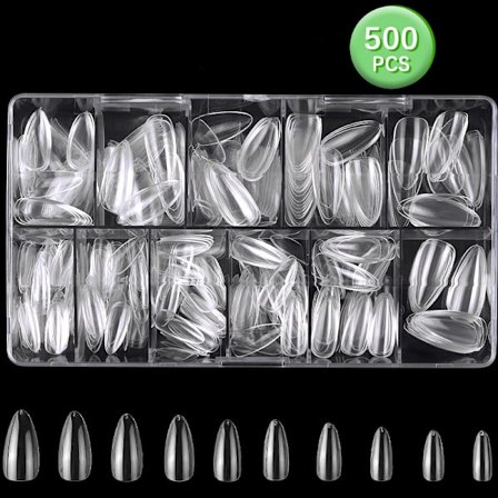 #Falske Negle, 500 Stykker Akryl Neglekapsler Klar Negle#