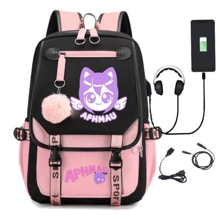 Aphmau ryggsekk barn ryggsekker ryggsekk med USB-uttak 1 stk