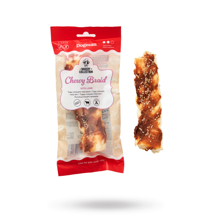 Dogman Bakery Collection Tuggfläta med Lamm 15 cm - Matskål, hundgodis & tuggisar