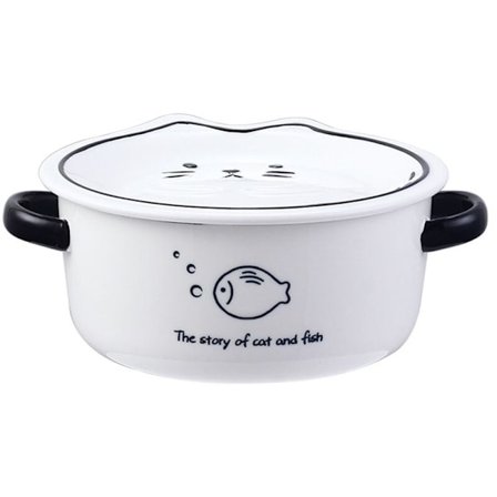 Japansk hushållsnudelsoppa skål i keramik med handtag sallad pastaskål kök porslin våg ugnsform-A