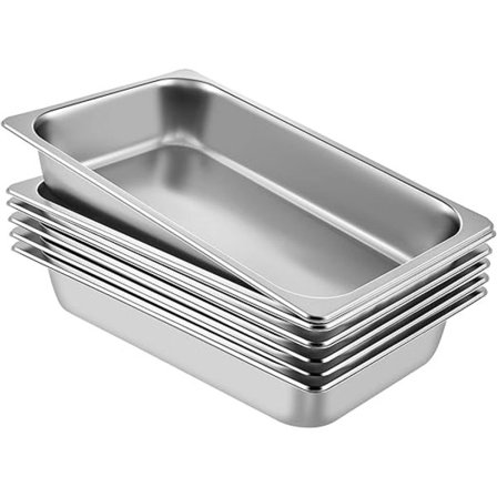 Hotellpannor Full Size 4-tums Djup, Ångbordspanna 6-pack, 22 Gauge/0.8mm Tjock Rostfritt Stål Full Size Hotellpanna Anti-Jam Ångbordspanna