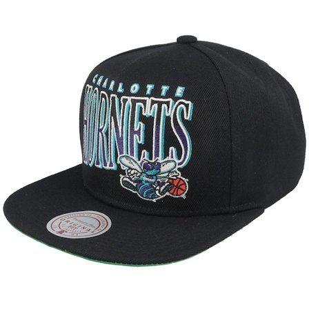 Mitchell & Ness - NBA Zwart snapback Cap - Charlotte Hornets Line Work Black Snapback @ Hatstore