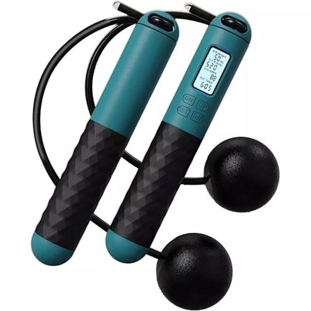 Hopprep med räknare, trådlöst hopprep smart hopprep för Crossfit, hopprep gravitationsboll hopprep för viktminskning, bränn kalorier Mörkgrön