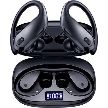 Bluetooth-hörlurar Trådlösa Öronproppar Over Ear Buds 90H Uppspelning IPX7 Vattentäta Sporthörlurar Deep Bass med Trådlöst Laddningsfodral & Dubbla 