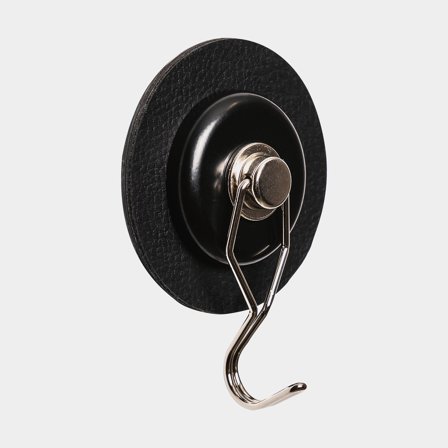 Magnetkrog Silwy Magnetic Hook The One, sort + sort selvklæbende magnetplade Ø7.5 cm