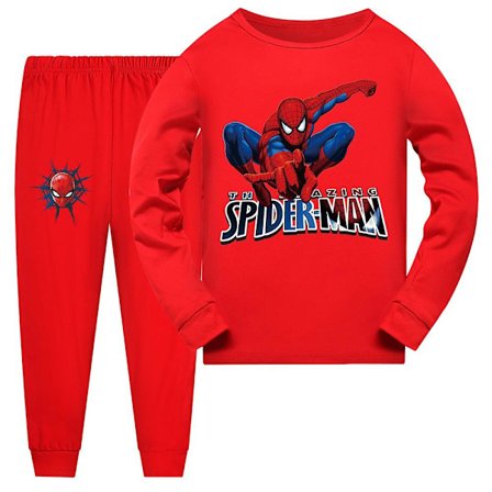 Børn Drenge Piger Spiderman Pyjamas Loungewear Langærmet T-shirt Bukser Nattøj Pjs Sæt Superhelte Pyjamas Sæt Alder 7-14 år