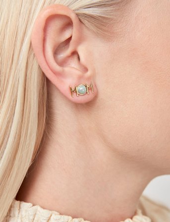 Design Letters Mom Ear Climber Gold (1 Set Of 2 Pcs) - Blue - ONE SIZE