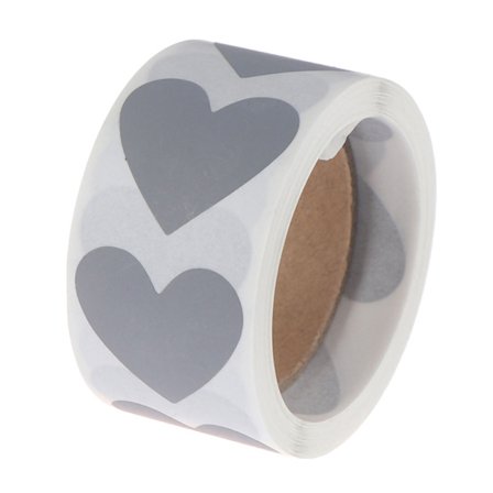 300 st/rulle Hjärtformade skrapklistermärken Etiketter Silver