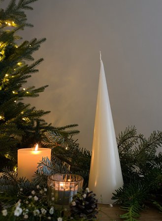 Juletre stearinlys H25 - hvit