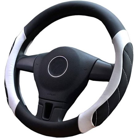 Blødt fiberlæderfletning på rattet med hel hvid