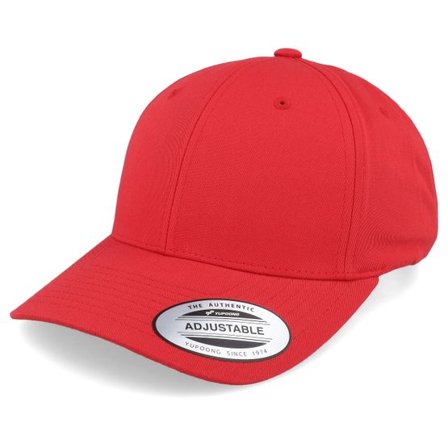 Yupoong - Röd adjustable Keps - Curved Red Adjustable @ Hatstore