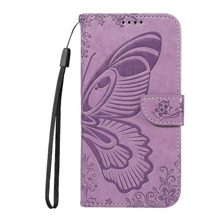 Hot tilbud til lav pris! Kompatibel med Xiaomi Redmi Note 14 4G Etui Sommerfuglemønster PU Læder Folio Flip Telefoncover Multicolor Lys Lilla-Glad