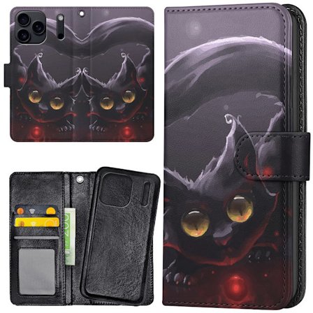 iPhone 17 Pro - Lommebok Deksel Svart Katt