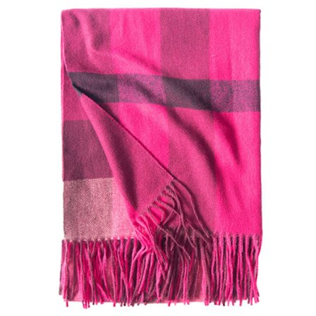 Pehmeä klassinen huivi ruutukuvio kashmir-tuntuma klassinen pehmeä ruusunpunainen KLB