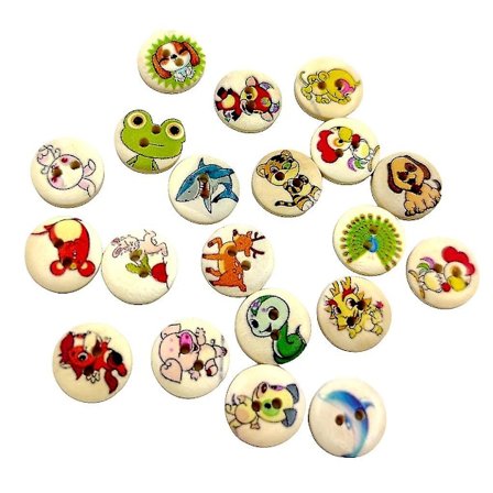 100 Stykker Knapper 15mm Sytilbehør Dyreprint
