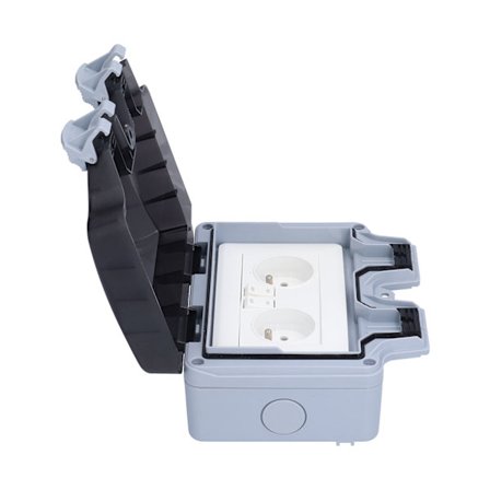 Fransk Standard Utomhus Vattentät Dubbeluttag med Strömbrytare Tillbehör 250V 16A