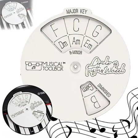 Sirkel av femtedeler trehjul og musikalsk pedagogisk verktøy. Akkordhjul for låtskrivere, lærere og musikere. Sirkel av femtedeler robust og 