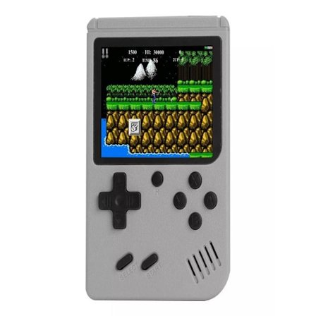 500-i-1 Retro Bærbar Spillkonsoll, med 500 Klassiske Spill Innebygd Grå