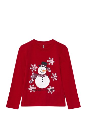 Kids Only Kogxmas Lifeyrsa Christmas L/S Top Jrs - Red - 110-116