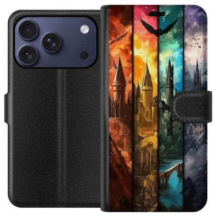 Kompatibel Tegnebogsetui til Apple Apple iPhone 17 Pro Fire magiske slotte i forskellige elementfarver, episk fantasykunst med ild vand luft og mørke