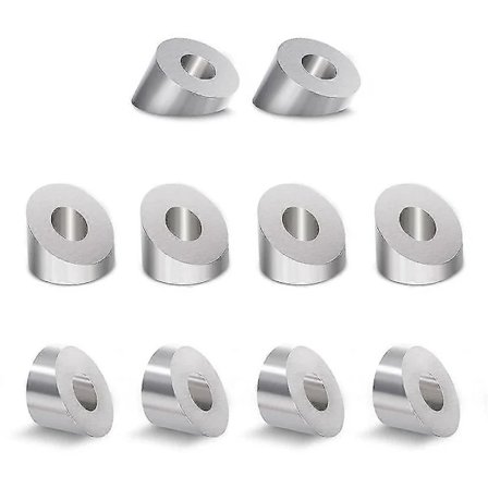 10-pack 30 graders vinklad bricka i rostfritt stål, 1/4 tum/6,6 mm 30 graders bricka för kabelräcke