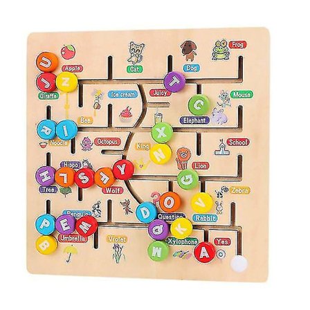 Trætal og bogstaver parrede orbital labyrint legetøj alfabet