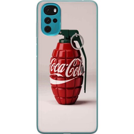 Kompatibel Mobilcover til Motorola Motorola Moto G22 Kunstnerisk illustration af Coca Cola granatæble i rødt og grønt, pop art inspireret motiv med