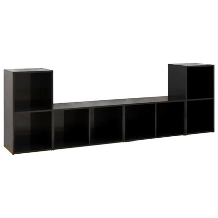 Vidaxl Tv-skåp 4 St Svart Högglans 72x35x36,5 Cm Konstruerat Trä Svart