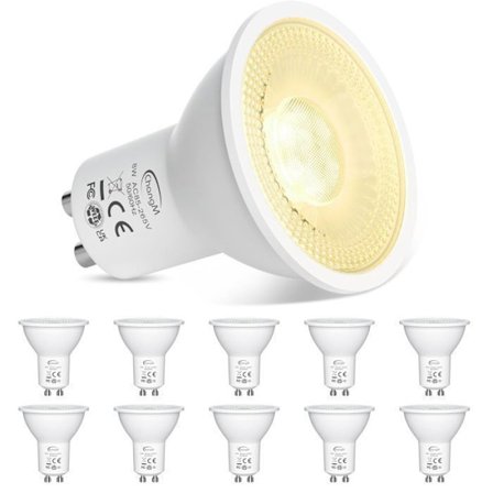 GU10 LED-pære Varmhvit 2700K, 7W tilsvarende 70W halogenpære, 720LM, LED-spotpærer, ikke-dimbar, pakke med 10