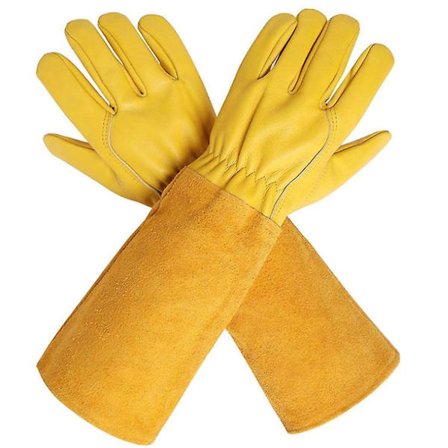 Læder svejsehandsker, ekstra lange handsker, fortykkede ekstremt varmebestandige arbejdsbeskyttelseshandsker