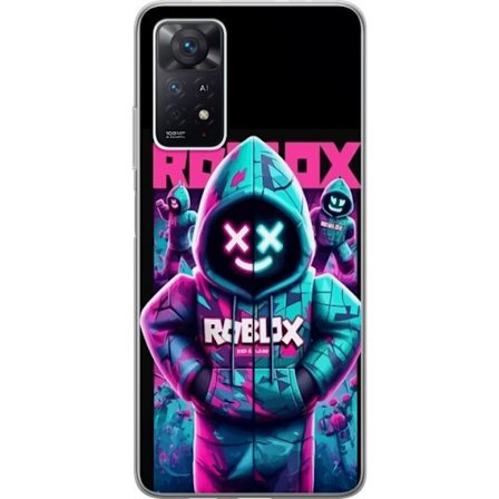 Yhteensopiva Puhelinkuori Xiaomi Redmi Note 11 Pro 5G Roblox Hoodie Legend Mystinen Roblox-figuuri sinisessä hupparissa, jossa futuristisia neonvaloj