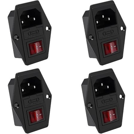 4-delad infälld anslutningskontakt, o-uttag infälld uttag för 3D-skrivare, med strömbrytare, säkring och lampa