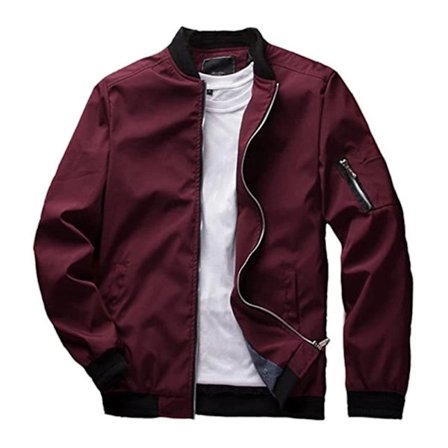 Flight Bomber Jacket Fashion Casual Zipper Closure Trendy Jackets Coat Men